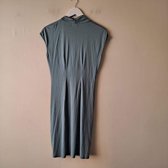 Barneys New York Womens Green 100% Silk Twist Waist Sleeveless Dress - Size M - Picture 6 of 8